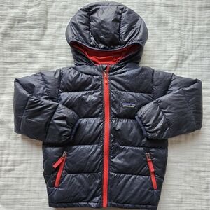 Patagonia Kids' Goose Down Puffer Jacket - Navy and Red 4T